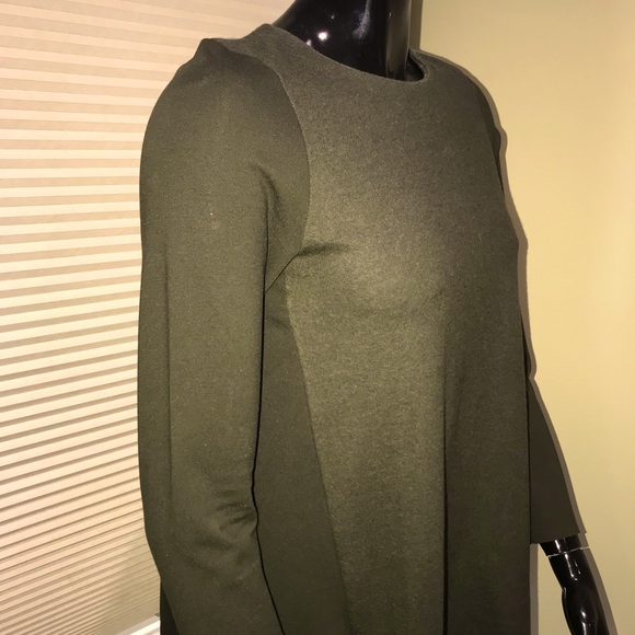 COS Moss Green Wool and Jersey Contrast Trapeze Tunic Dress - Size Medium - Picture 7 of 11